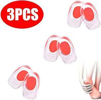 3 Pair Gel Heel Cups Plantar Fasciitis Inserts - Silicone Heel Cup Pads for Bone Spurs Pain Relief Protectors of Your Sore or Bruised Feet Best Insole Gels Treatment