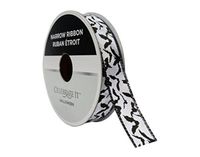 Halloween Bats on White Narrow Ribbon 5/8" x 15'