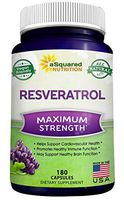 100% Natural Resveratrol - 1000mg Per Serving Max Strength (180 Capsules) Antioxidant Supplement Extract, Trans-Resveratrol Pills for Heart Health & Pure Weight Loss, Trans Resveratrol for Anti-Aging