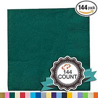 Tiger Chef 144-Pack 2-Ply Hunter Green 5 X 5 inch Beverage Bulk Disposable Small Bar Square Paper Napkins for Cocktail Coffee Drinks Desserts Weddings Party Decor - Includes Napkin Folding Guide