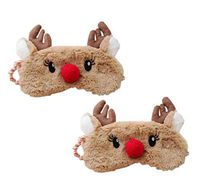 Fashionclubs Plush Animal Sleeping Eye Mask for Kids,Lovely Reindeer Sleeping Blinder|Eye Patch|Eyeshades|Eye Cover|Blindfold for Kids,Soft Travel Sleeping Helper,Perfect Christmas Gift,2-Pack