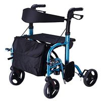 Goquik Elderly Walker Height Adjustable Blue Shopping Cart Folding Manual Wheelchair Multifunction Walker