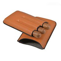 3 Sticks Brown Cigar Leather Case Customizable Logo Cigar Accessories Cigarette Case Cigar Box