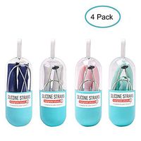 4 Pack Silicone Straws, Reusable, Foldable and Portable Drinking Straws for Travelling, Home and Office, Food Grade 8 Inch Straws with Cleaning Brushes and Carrying Cases, BPA Free, Eco Friendly.