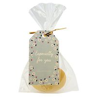 Flat Cellophane Bags with Green Especially for You Flower Frame Gift Tags for Gift Packaging, Pack of 48 (8x12cm)