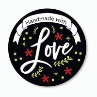 24ct, 2" Handmade with Love Stickers for Holidays and Christmas, Perfect for Jars (#093-3)