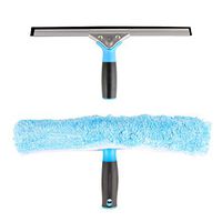 MR.SIGA 14" Professional Window Cleaning Combo Squeegee Microfiber Window Scrubber Stainless Steel Clip 2 in1