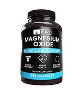 Magnesium Oxide, 760 mg/Serving, 365 Capsules, Premium Quality, Lab Verified, No Artificial Flavors, Colors, Fillers or Additives, Gluten-Free, Made in The USA, 100% Satisfaction Guaranteed