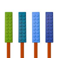 Munchables Chewable Sensory Pencil Toppers - Set of 4 Chew Blockz (Green/Ocean/Blue/Navy)