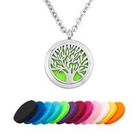 Third Time Charm Aromatherapy Essential Oil Diffuser Necklace Family Tree Of Life Locket Pendant,12 Refill Pads