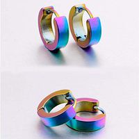 1 Pair Punk Brass Hoop Plain Earrings Ear Studs Multi-color 4x8.5x2.3mm