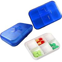 LingHan Portable Pill Box 6 Compartments Plastic Pill Organizer Vitamins Container Box for Purse and Pockets to Hold Vitamins, Fish Oil, Supplements and Medication (Blue)