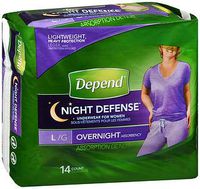 Depend Night Defense Underwear for Women Overnight Absorbency Large - 2 Packs of 14 ct