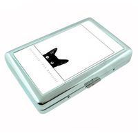Black Cat Curiosity Very Cute Metal Silver Cigarette Case Holder Box D-024