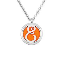 Q&Locket Initial Letter A-Z Premium Aromatherapy Essential Oil Diffuser Locket Necklace With 12pcs Refill Pads (E)