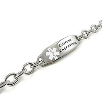 My Identity Doctor - Custom Engraved Women's Medical Bracelet - 6mm Steel O-Link - White - Wrist Size 8 Inch
