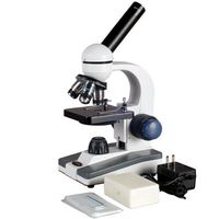 AmScope M150C-PS10 Compound Monocular Microscope, WF10x and WF25x Eyepieces, 40x-1000x Magnification, LED Illumination, Brightfield, Single-Lens Condenser, Coaxial Coarse and Fine Focus, Plain Stage, 110V, Includes Set of 10 Prepared Slides