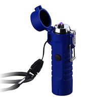 Dual Arc Lighter with Flashlight Double Plasma USB Rechargeable Flameless Waterproof Windproof Mini Electric Lighter for Cigar Candle Cigarette Pipe (Blue Double Arc Lighter with Flashlight)