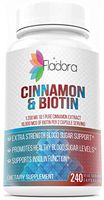 Fladora Blood Sugar Support Supplements - Extra Strength, Cinnamon 1200mg and Biotin 16000mcg, Healthy Insulin Function - 240 Vegetarian Capsules