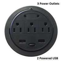 PowerTap Grommet Desktop Power Data Center (3 Power / 2 Powered USB)