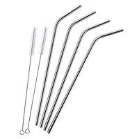 Vinjeely Stainless Steel Drinking Straws Set Fit for 20 Oz & 30 Oz Cups Reusable Metal Juice Smoothies Drinking Straws Set 4 Bent+2 Cleaning Brush