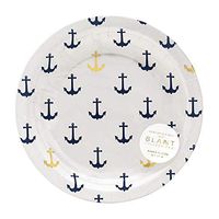 Slant Blue and Gold Foil Anchors 7" Paper Plates