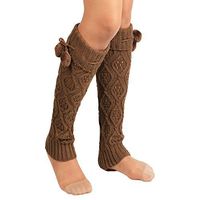 starlit Women Knitting Footless Leg Warmers Knee High Boot Socks with Ball