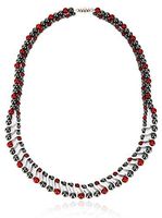 Elegant Womens Hematite Magnetic Therapy Necklace with Healing Stones Pain Relief for Neck Arthritis Migraine Headaches Shoulders and Back (Regular, Red Agate)