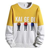 WYTong Men's Long Sleeve Crewneck Pullover Cartoon Print Sweatshirt Tops Lightweight Casual Blouse(Yellow,XXXXL)