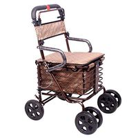 Seat & Roller Bar Covers Walker Elderly Shopping Cart Folding Easy to Carry Patient Fracture Rehabilitation Walker 4 Wheel Scooter (Color : Brown, Size : 9047cm)