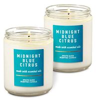 Bath & Body Works White Barn Midnight Blue Citrus Single Wick Scented Candle with Essential Oils 7 oz / 198 g each Pack of 2
