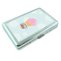 Sunny Day Ice Cream Em1 Hip Silver Cigarette Case Id Holder Metal Wallet 4" X 2.75" RFID Protection