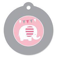Pink Elephant - Girl Baby Shower or Birthday Party Favor Gift Tags (Set of 20)