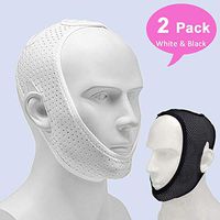Anti Snoring Chin Strap for Cpap Users, Black & White Breathable Mesh My Stop Snoring Solution Chin Strap Anti Snoring Devices Anti Snore Stopper Strips Mask Belt Jaw Sleep Aid for Men Women (2 Pack)
