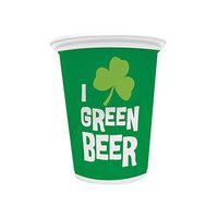 St. Patrick's Day 8-Count 16-Ounce Plastic Cups, Green Beer