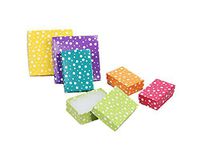888 Display USA, Inc - 5 Qty Multi Color Polka Dot Jewelry Gift Packaging Cotton Filled Assorted Boxes - 7 1/8 x 5 1/8 x 1 1/8