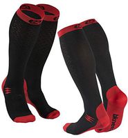 Bknees High Performance Athletic Compression Socks (Black/Red (2 Pairs Knee High), L (9-12)