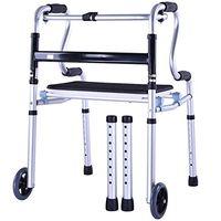 Luckya Elderly Walker Folding Walking Frame + Seat Plate with Wheels Walking Disabled Walker Non-Slip Walking Stick with Hospital