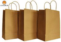 Gift Bags by AIROMEN - 50pcs (10"x5.25"x13”) - 130gsm Paper Gift Bags, Clear Gift Bags, Gift Bags For Soap, Paper Bag, Kraft Bags, Bulk Paper Bags, Tiny Gift Bags, Small Gift Bags, Large Gift Bags