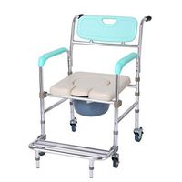 Foldable Toilet Seat Shower Chair Bedside Commodet - Height Adjustable with Brake Easy to Clean Safety, Suitable for The Elderly, Pregnant Women, Disabled