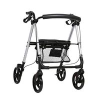 Old Man Trolley Walker Shopping Cart Portable Folding Wheelchair Old Man Walker Aluminum Block (Color : Silver)