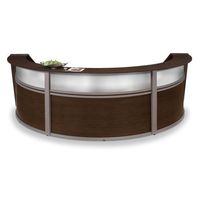 OFM Core Collection Marque Series Single Unit Curved Reception Station with Plexi Panel Accent, in Cherry (55310-CHY)