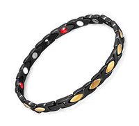 HiTreasure Black Gold Titanium Steel Magnetic Therapy Negative Ions Germanium Bracelet Pain Relief for Arthritis Men Women(Imported,3000 Gauss Each Link)