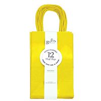 12CT Small Yellow Biodegradable, Food Safe Ink & Paper, Premium Quality Paper (Sturdy & Thicker), Kraft Bag with Colored Sturdy Handle
