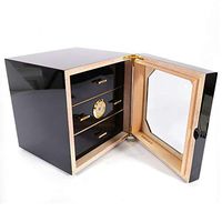 Cigar Humidor, 3Drawers Cedar Wood Lined Cigar Cabinet with Humidifier and Hygrometer, Holds Up to 75-100 Cigars