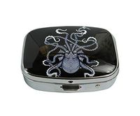 LCTCKP Custom Fashion Square Glass Silver Pill Case Decorative Metal Western Medicine Tablet Container Box (Octopus)