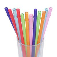 Dakoufish 12 Piece 9 Inch Reusable Plastic Thick Drinking Straws BPA Free Mason Jar Straws Plain Color (9inch, 6color)