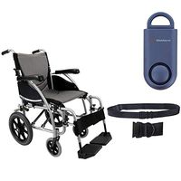 Karman S-Ergo 115 Ergonomic Transport Wheelchair | S-Style Seat Size 18" X 17" | Wire Break & Standard Swing Away Legrest | Frame Color- Pearl Silver & Free 130 dB Blue Safety Alarm! + Black Belt!