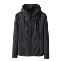 LONGDAY Casual Canvas Lapel Jacket with PocketsMen's Military Jacket Casual Cotton Outdoor Windbreaker Jacket