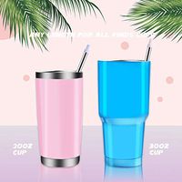 Yassk 2 Pack Reusable Straws 9 inch Telescopic Drinking Stainless Steel Metal Straws with Sliding Case & Cleaning Brush (Pink-Blue)